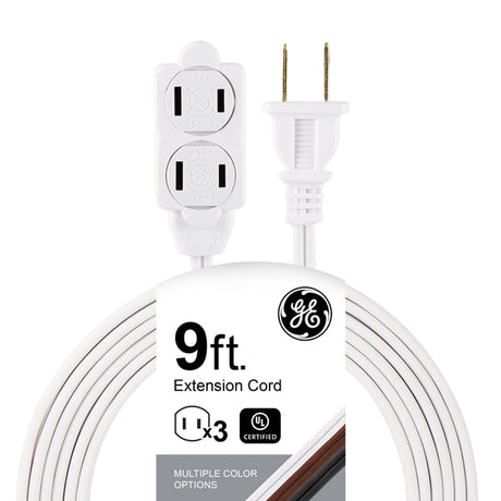 GE Extension Cord with Twist-to-Close Safety Outlets - White, 9 feet-043180002235-LR-226782-1-LR eShop