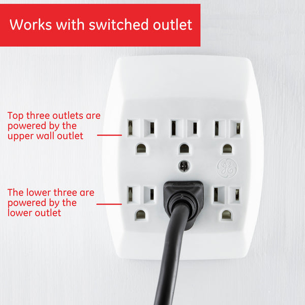 GE Grounded 6-Outlet Wall Tap - White-043180566331-LR-272901-6-LR eShop