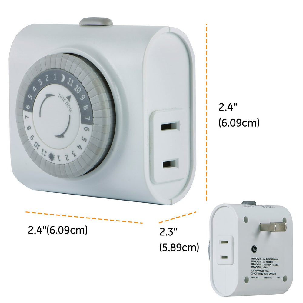 GE Indoor Plug-In 24-Hour Mechanical Timer - White-043180151193-LR-301035-3-LR eShop