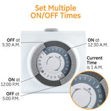 GE Indoor Plug-In 24-Hour Mechanical Timer - White-043180151193-LR-301035-8-LR eShop