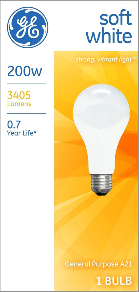 GE Lighing 200 Watt Incandescent Light Bulb, A21, Medium Base-043168904551-LR-142931-1-LR eShop