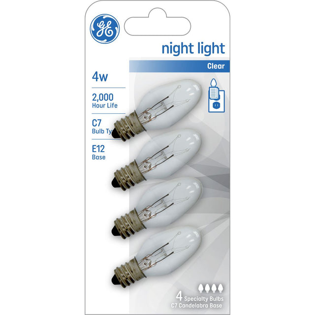 GE Lighting 4W Incandescent Nightlight Bulbs E12 Base Clear, 4 count-043168918541-LR-146787-1-LR eShop