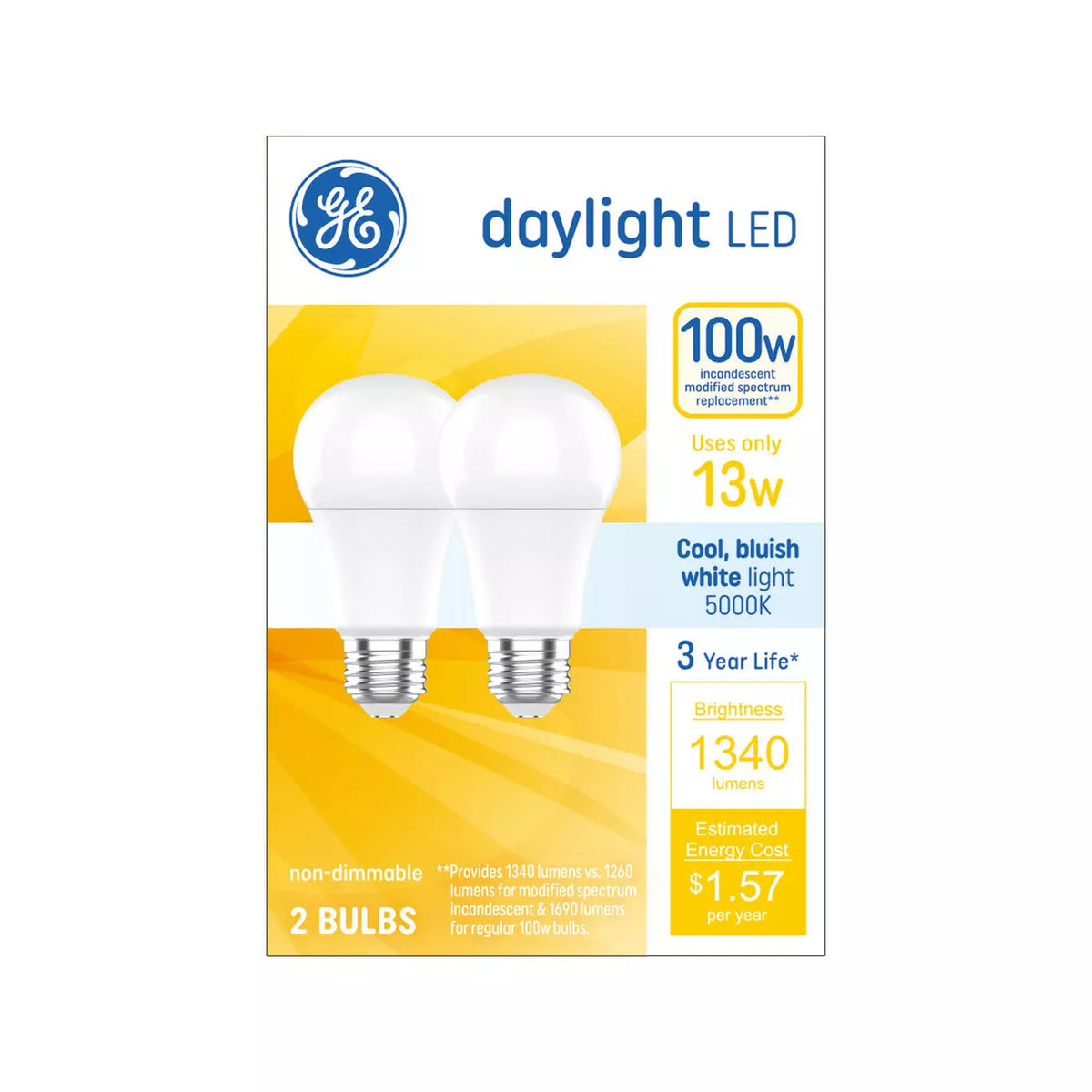 Basic Light Bulb GE Lighting Basic LED 100 Watt Replacement, Daylight, A19 General Purp ...