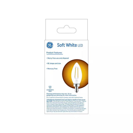 GE Lighting Basic LED 40 Watt Replacement, Soft White, B11 Deco - Candle Bulbs, 2 Pack-043168548021-LR-348673-2-LR eShop
