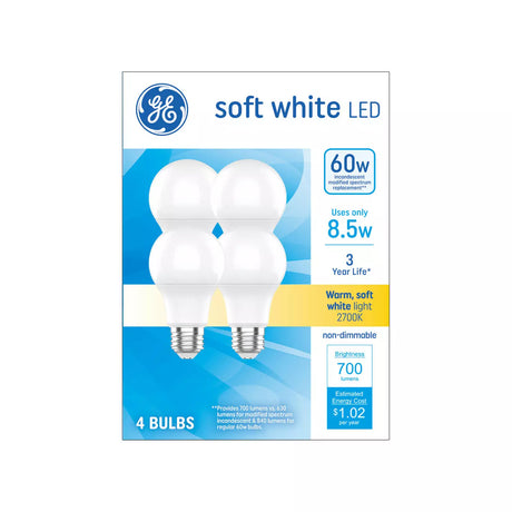 GE Lighting Basic LED 60 Watt Replacement, Soft White, A19 General Purpose Bulbs, 4 count-043168558396-LR-353104-1-LR eShop