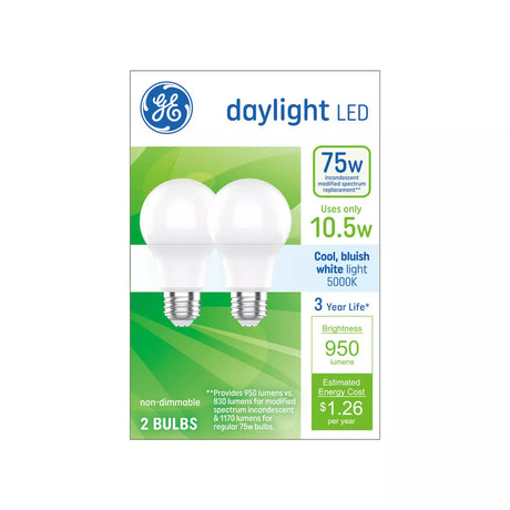 GE Lighting Basic LED 75 Watt Replacement, Daylight, A19 General Purpose Bulbs, 2 count-043168567893-LR-357213-1-LR eShop