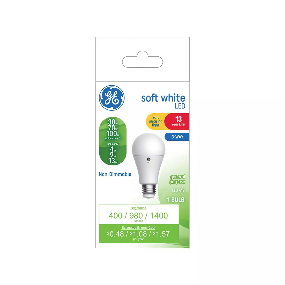GE Lighting Classic LED 100/70/30 Watt Replacement, Soft White, A19 3-Way Bulbs, 1 Pack-043168240956-LR-339488-1-LR eShop
