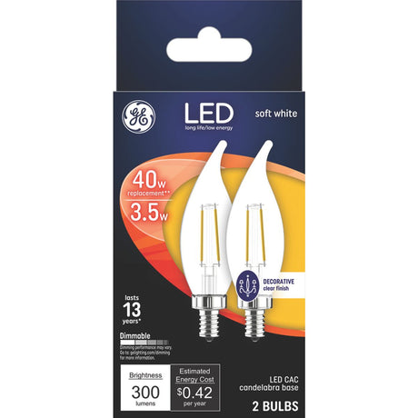 GE Lighting Classic LED 40 Watt Replacement, Soft White, CA11 Deco - Candle Bulbs, 2 count-043168230902-LR-321354-1-LR eShop
