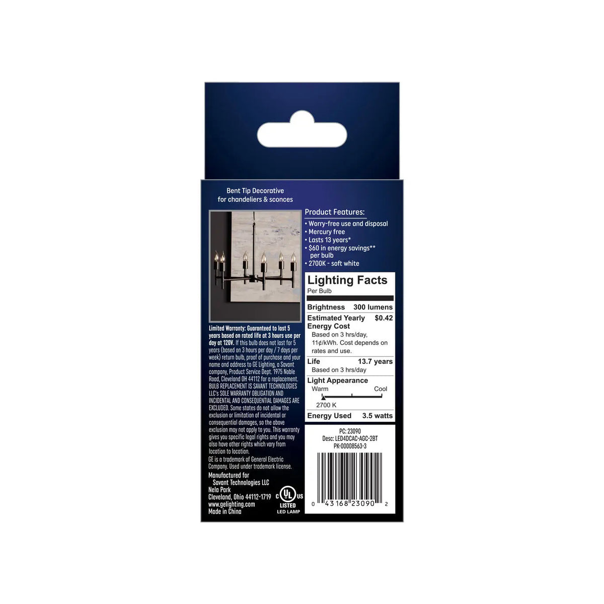 GE Lighting Classic LED 40 Watt Replacement, Soft White, CA11 Deco - Candle Bulbs, 2 count-043168230902-LR-321354-4-LR eShop