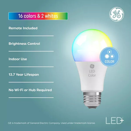 GE Lighting Cync Full Color reveal, General Purpose, A19, 60W, Replacement Smart LED Bulb-043168502177-LR-344617-2-LR eShop