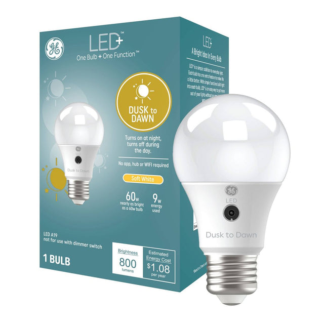 GE Lighting LED+ Dusk to Dawn A19 LED Light Bulb Soft White-043168503495-LR-337038-1-LR eShop