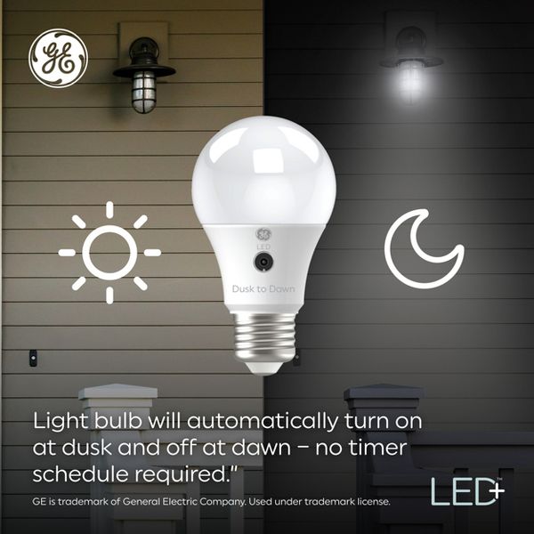 GE Lighting LED+ Dusk to Dawn A19 LED Light Bulb Soft White-043168503495-LR-337038-7-LR eShop