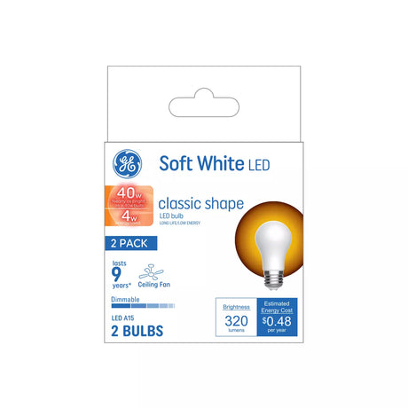 GE Lighting LED Light Bulbs, A15 Ceiling Fan Bulbs, 40 Watt Replacement, Soft White, 2 Pack-043168548052-LR-348667-1-LR eShop