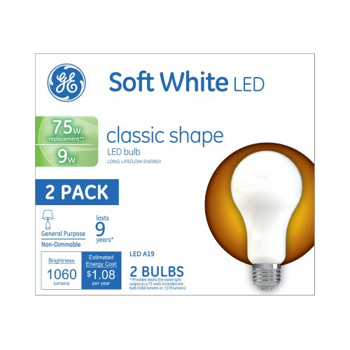 GE Lighting LED Light Bulbs, A19 General Purpose Bulbs, 75 Watt Replacement, Soft White, 2 Pack-043168506588-LR-337178-1-LR eShop