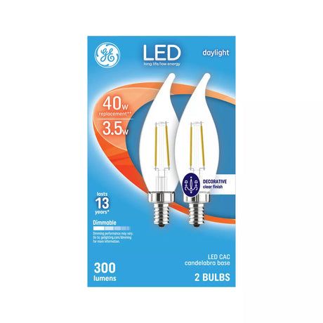 GE Lighting LED Light Bulbs, CA11 Decorative Candle Bulbs, 40 Watt Replacement, Daylight, 2 count-043168245289-LR-321356-1-LR eShop