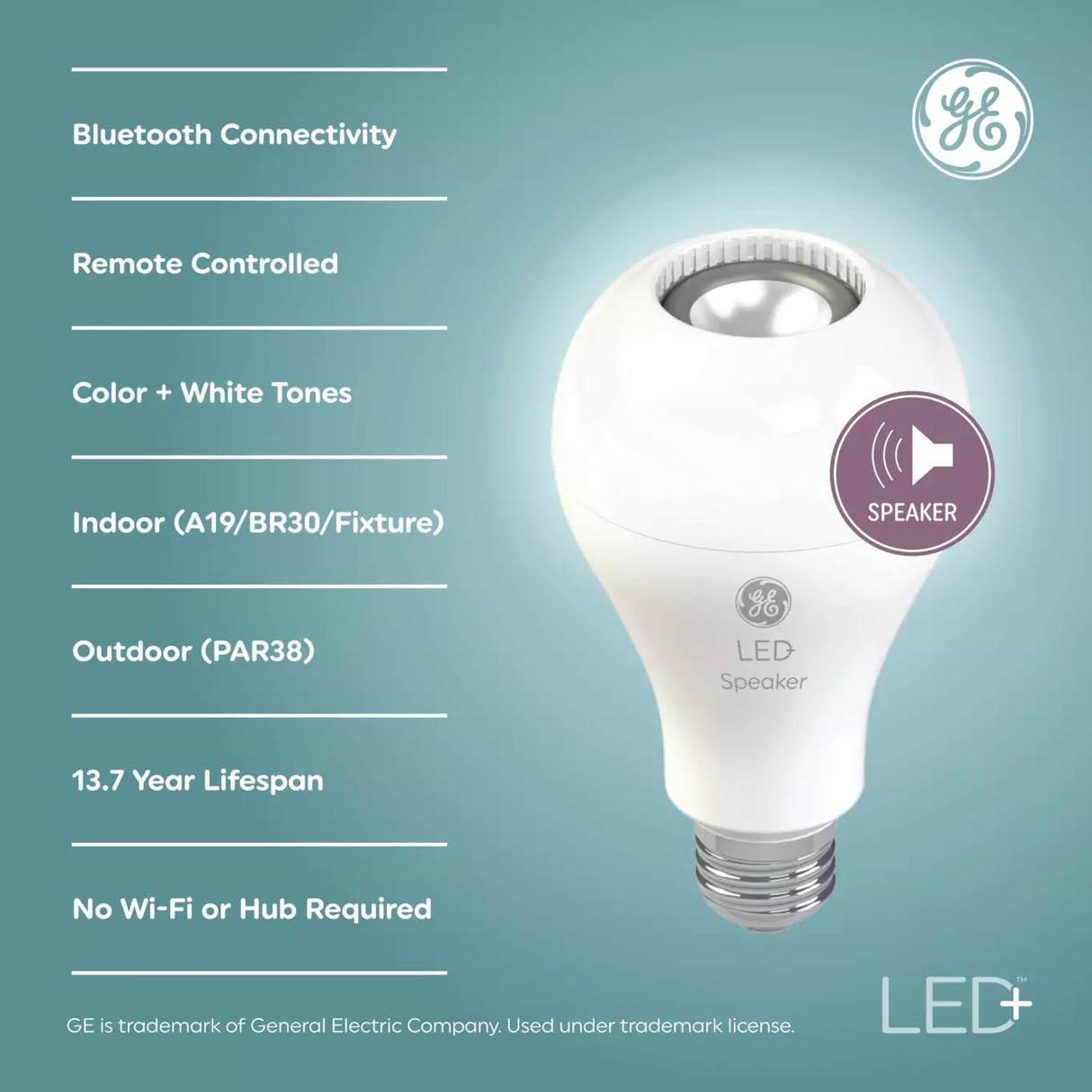 GE Lighting LED+ Speaker Lamp LED Light Bulbs, General Purpose, A21 Bulb, 9 Watts, 1 Pack-043168502290-LR-344616-3-LR eShop