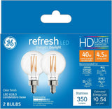 GE Lighting Refresh LED Light Bulbs, 40 Watt, Daylight, G16.5 Globe Bulbs, Small Base, 2 Pack-043168457101-LR-348625-1-LR eShop