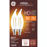 GE Lighting Relax Hd Decorative Led Light Bulbs, Candelabra Base, Soft White, 300 Lumens, 2 pack-043168313841-LR-348612-1-LR eShop
