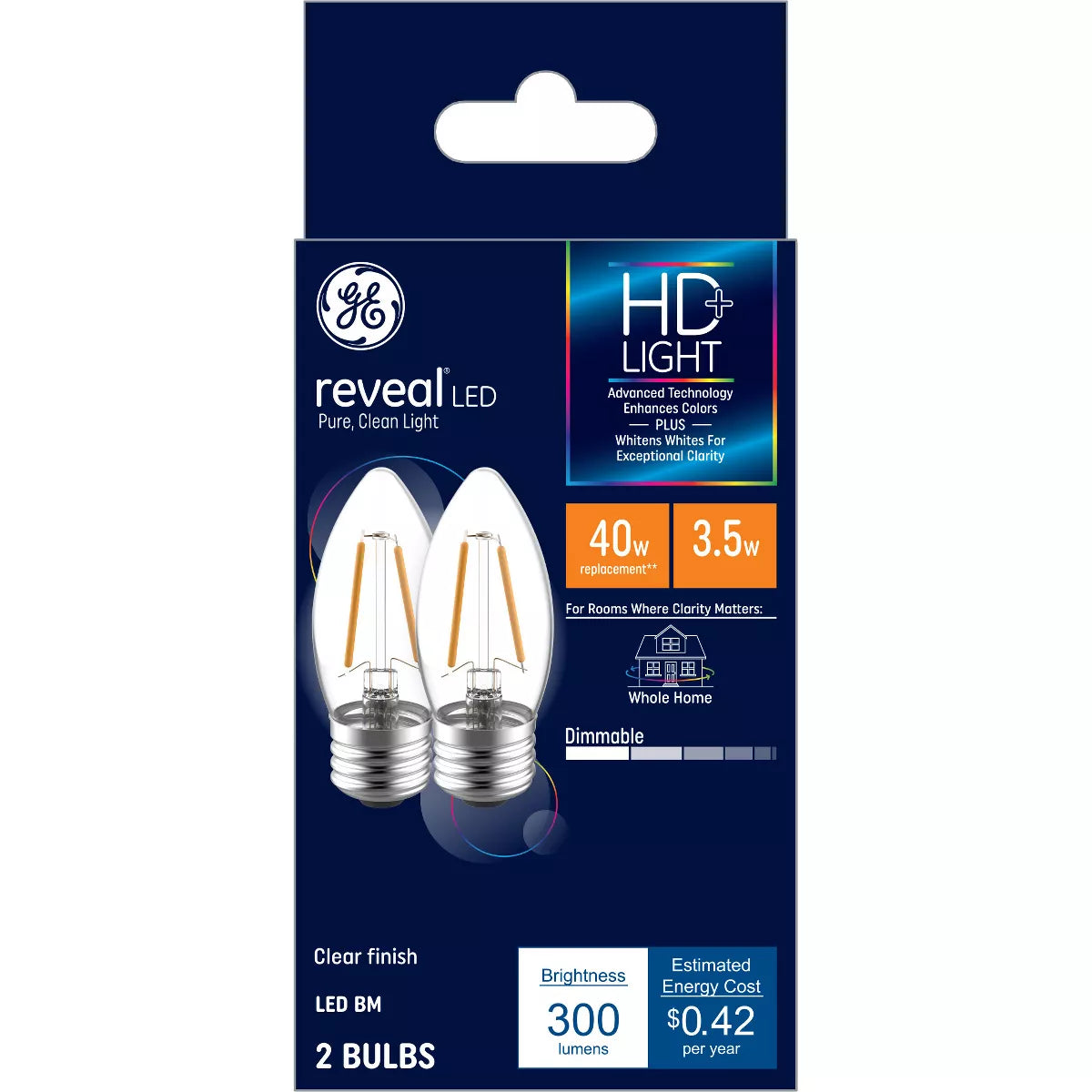 GE Lighting Reveal HD+ LED 40 Watt Replacement, Reveal, B11 Deco - Candle Bulbs, 2 Pack-043168318914-LR-348611-1-LR eShop
