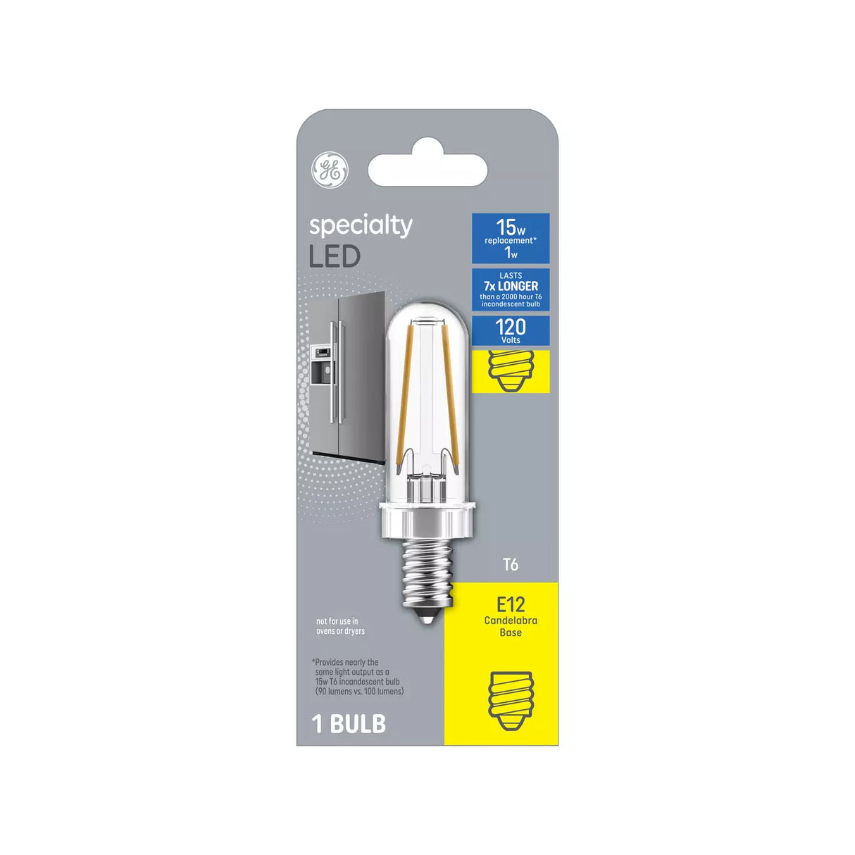 GE Lighting Specialty T6 LED Light Bulb, Appliance Bulb, 15 Watt Replacement, E12 Candelabra Base-043168134040-LR-348672-1-LR eShop