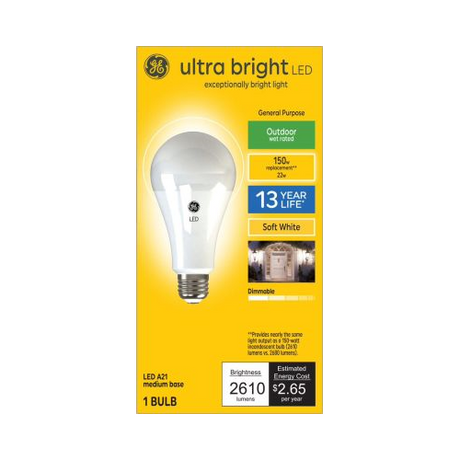 GE Lighting Ultra Bright LED 150 Watt Replacement, Soft White, A21 General Purpose Bulb, 1 Pack-043168531436-LR-348633-1-LR eShop