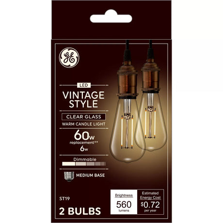 GE Lighting Vintage Edison Style LED Light Bulbs, 60 Watt Warm Candle Light, 2 pack-043168365666-LR-348632-1-LR eShop