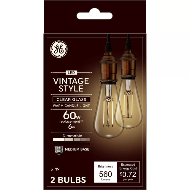 GE Lighting Vintage Edison Style LED Light Bulbs, 60 Watt Warm Candle Light, 2 pack-043168365666-LR-348632-1-LR eShop