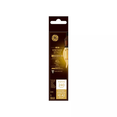 GE Lighting Vintage Style CA11 LED Light Bulbs, Decorative Candle Bulbs, Amber Glass, 40 Watt Replacement-043168542272-LR-348626-1-LR eShop