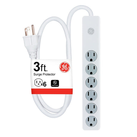 GE Surge Protector with Twist-to-Close Safety Covers - White, 3 feet-043180140890-LR-317045-1-LR eShop