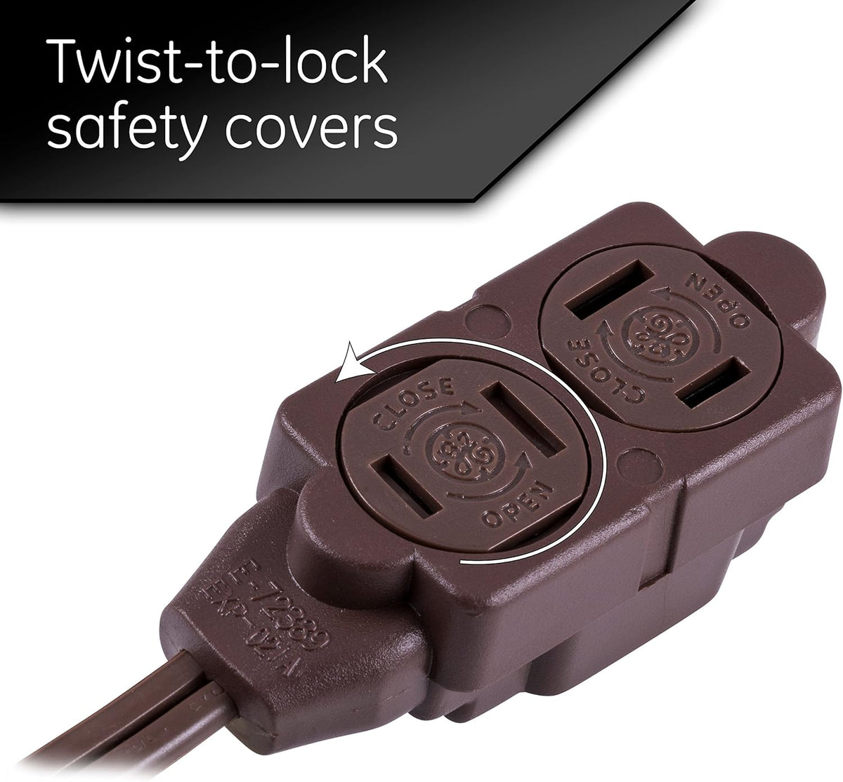 GE Surge Protector with Twist-to-Close Safety Outlets - Brown, 9 feet-043180002228-LR-225880-4-LR eShop