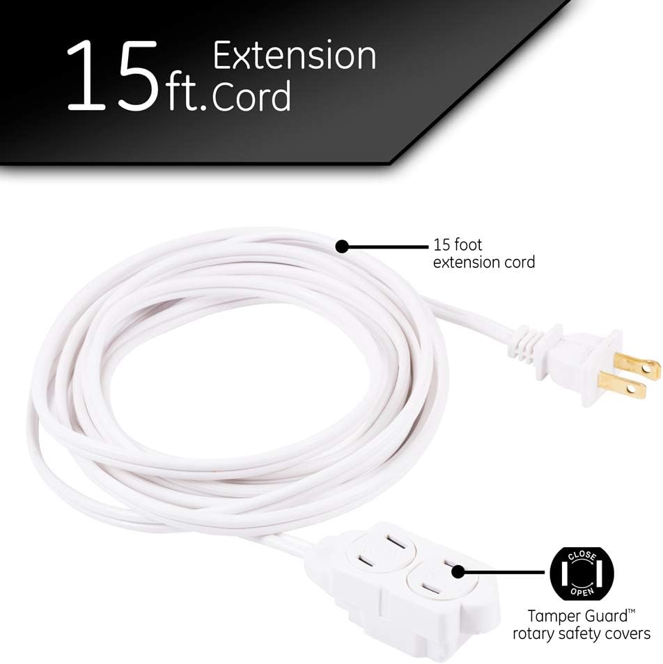 GE Surge Protector with Twist-to-Close Safety Outlets - White, 15 feet-043180002440-LR-225047-2-LR eShop