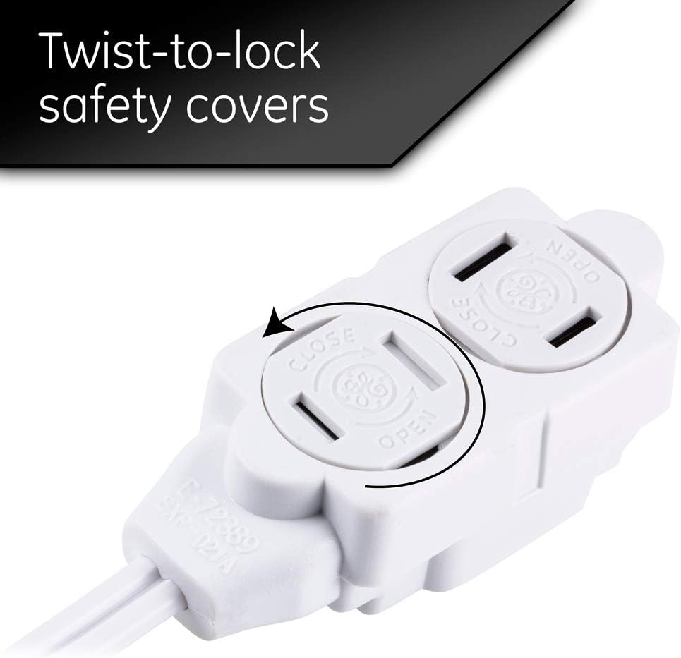 GE Surge Protector with Twist-to-Close Safety Outlets - White, 15 feet-043180002440-LR-225047-3-LR eShop