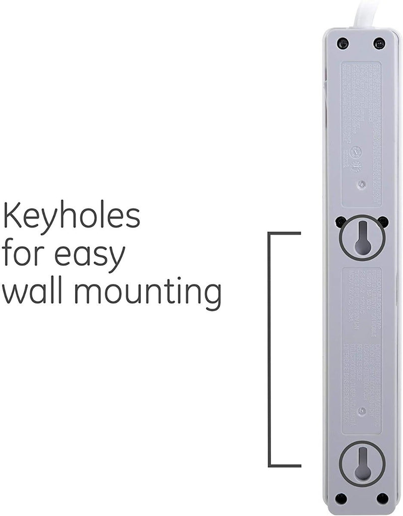 GE Surge Protector with Twist-to-Close Safety Outlets - White, 2 feet-030878336567-LR-316067-5-LR eShop