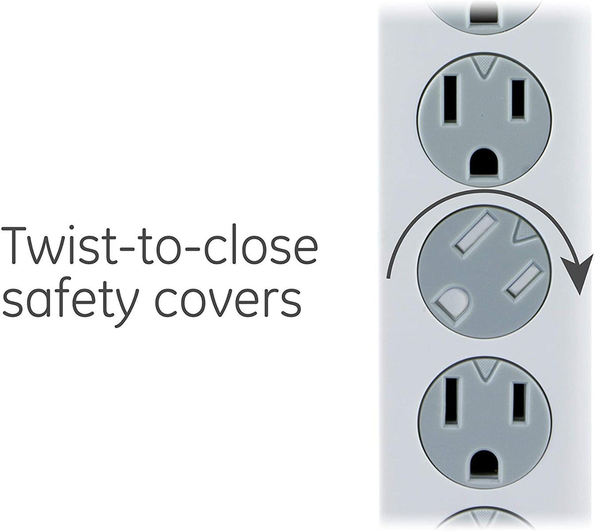 GE Surge Protector with Twist-to-Close Safety Outlets - White, 2 feet-030878336567-LR-316067-6-LR eShop