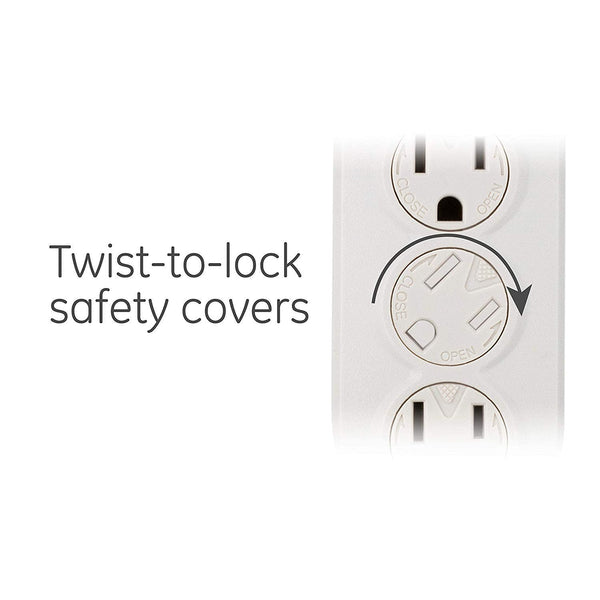GE Surge Protector with Twist-to-Close Safety Outlets - White, 3 feet-043180572448-LR-153182-4-LR eShop