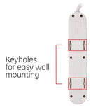 GE Surge Protector with Twist-to-Close Safety Outlets - White, 3 feet-043180572448-LR-153182-5-LR eShop