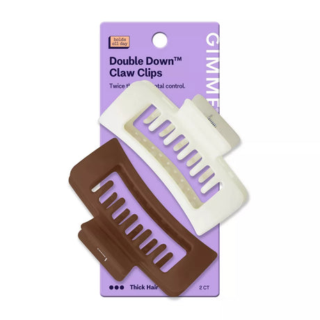 GIMME Double Down Claw Clips for Thick Hair - Brown and Cream, 2 count-843370080582-LR-361472-1-LR eShop