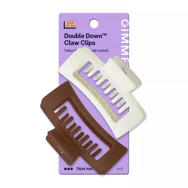 GIMME Double Down Claw Clips for Thick Hair - Brown and Cream, 2 count-843370080582-LR-361472-1-LR eShop