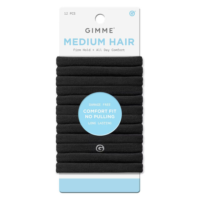 GIMME Medium Hair Firm Hold + All Day Comfort Hair Bands - Black, 12 count-843370073775-LR-361062-1-LR eShop