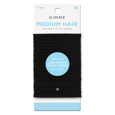 GIMME Medium Hair Firm Hold + All Day Comfort Low Profile Hair Tie Bands - Black, 20 count-843370078732-LR-361070-1-LR eShop