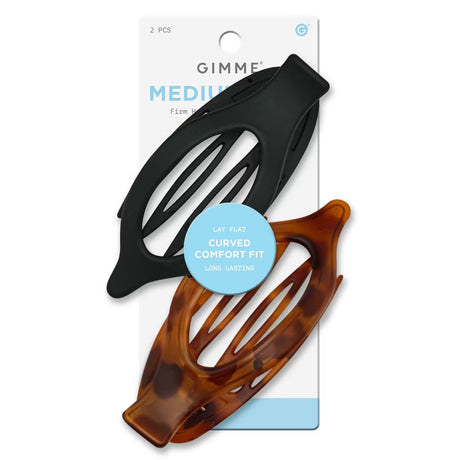 GIMME Medium Hair Oval Lay-Flat Claw Clip - Black and Tortoise, 2 count-843370078725-LR-361069-1-LR eShop