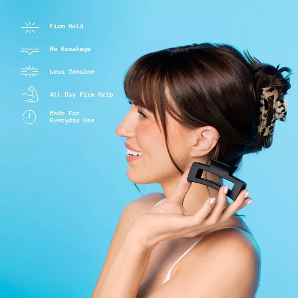 GIMME Medium Hair Rectangle Claw Clip - Black and Tortoise, 2 count-843370082661-LR-361078-4-LR eShop