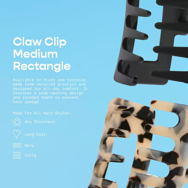 GIMME Medium Hair Rectangle Claw Clip - Black and Tortoise, 2 count-843370082661-LR-361078-6-LR eShop