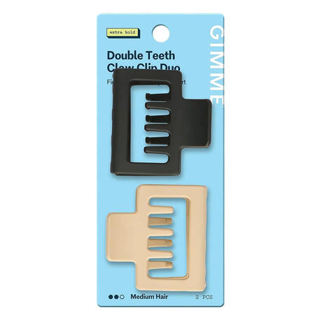 GIMME Medium Square Double Teeth Claw Clip Duo - Black and Tan, 2 count-843370083118-LR-361485-1-LR eShop