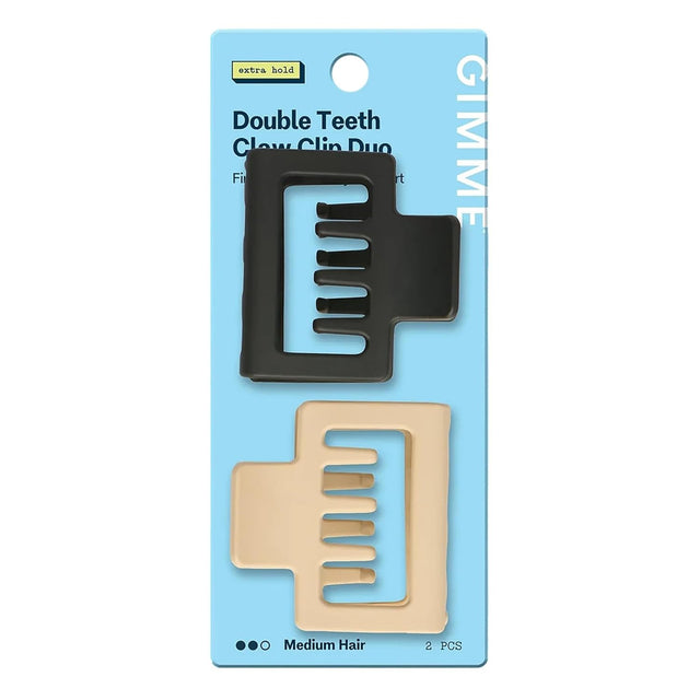 GIMME Medium Square Double Teeth Claw Clip Duo - Black and Tan, 2 count-843370083118-LR-361485-1-LR eShop