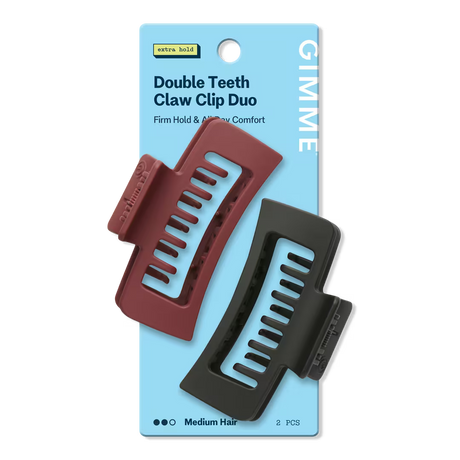 GIMME Rectangle Double Teeth Claw Clip - Maroon & Black, 2 count-843370083415-LR-361487-1-LR eShop