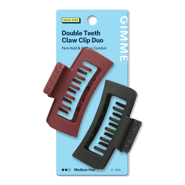 GIMME Rectangle Double Teeth Claw Clip - Maroon & Black, 2 count-843370083415-LR-361487-1-LR eShop