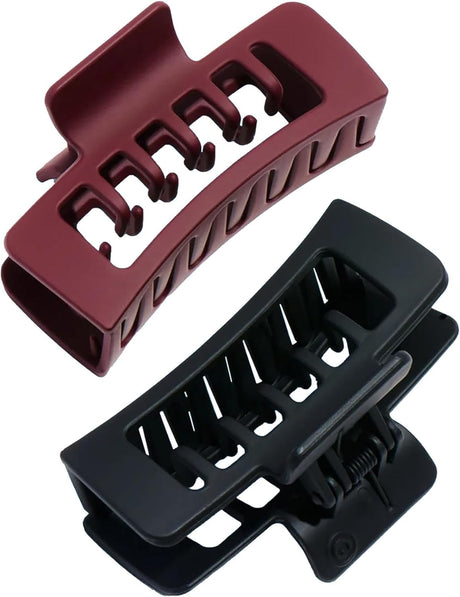GIMME Rectangle Double Teeth Claw Clip - Maroon & Black, 2 count-843370083415-LR-361487-2-LR eShop