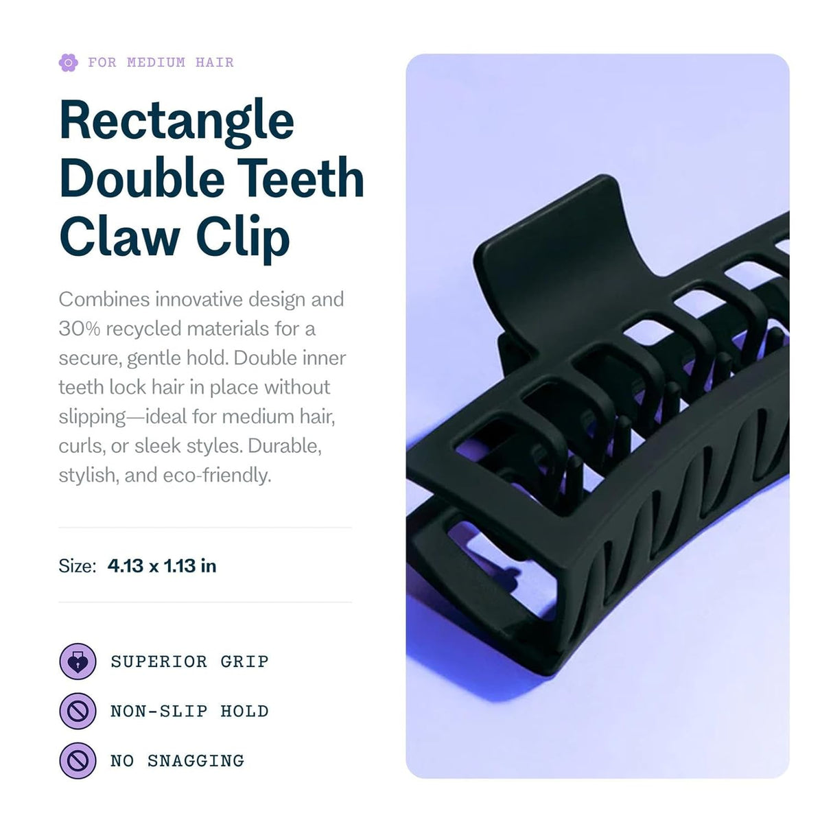 GIMME Rectangle Double Teeth Claw Clip - Maroon & Black, 2 count-843370083415-LR-361487-3-LR eShop