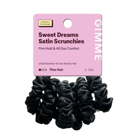 GIMME Sweet Dreams Satin Scrunchies for Fine Hair - Black, 6 count-843370083736-LR-361489-1-LR eShop
